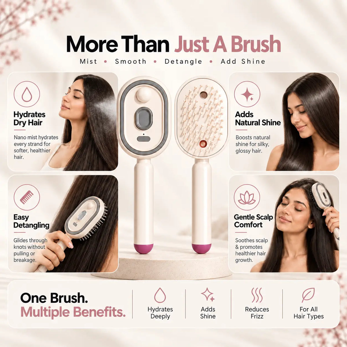 ABLIXIR GlideMist 3-in-1 Mist Smoothing Brush