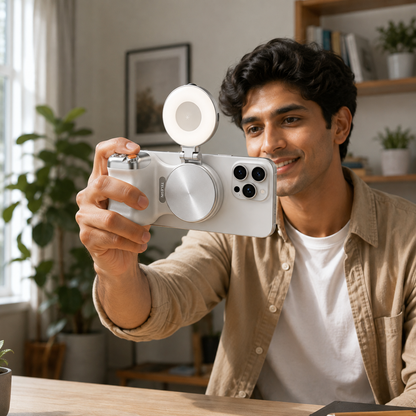 ABLIXIR SnapFrame Magnetic Phone Grip With Camera Light